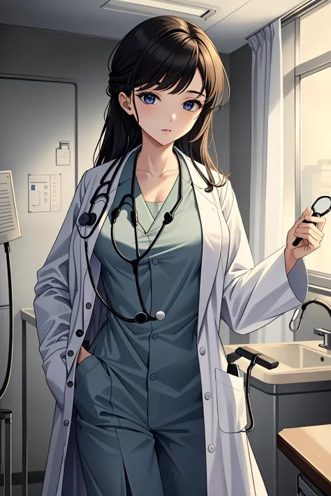 ((masterpiece, best quality, high quality)),1girl, (hospital), <lora:infirmary_v0.1:0.5> infirmary,   <lora:Doctor Uniform V2:0....