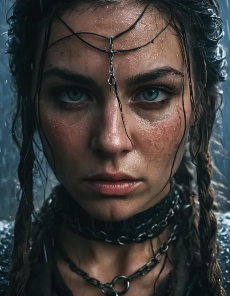 a woman with braids and a chain around her head