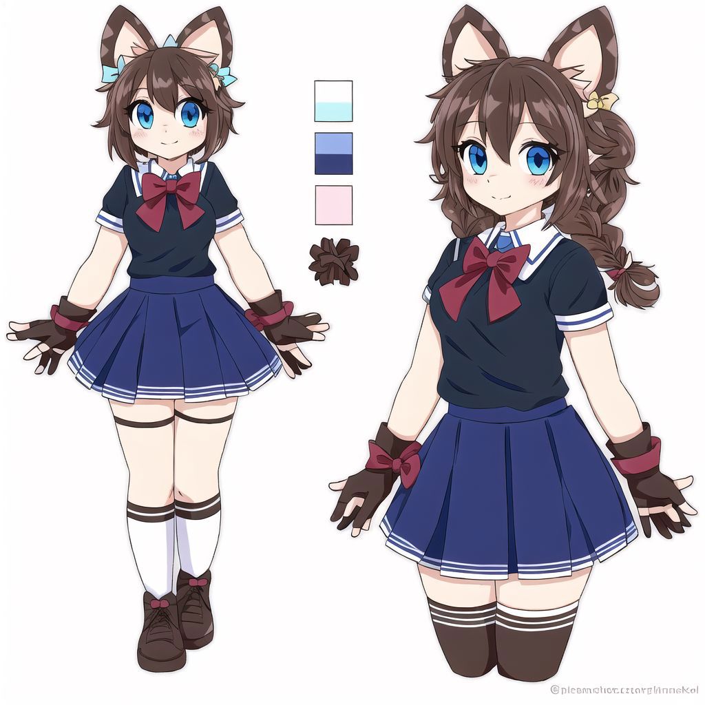 A close up of a person in a uniform with a cat ear - SeaArt AI