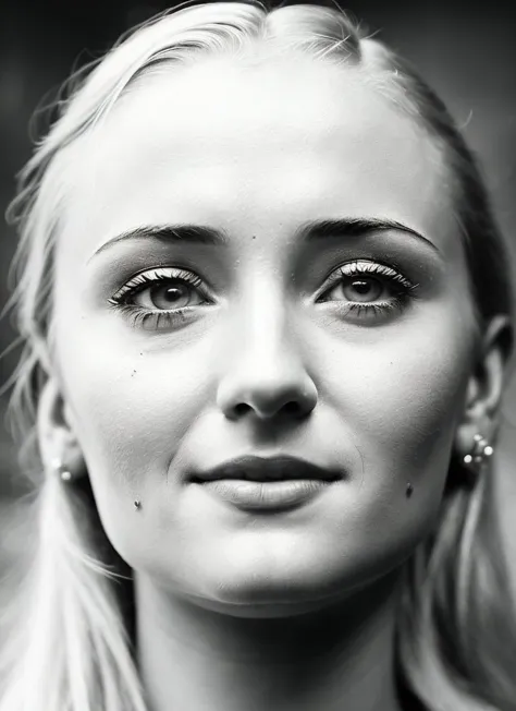 blond woman with long hair and piercings looking at camera