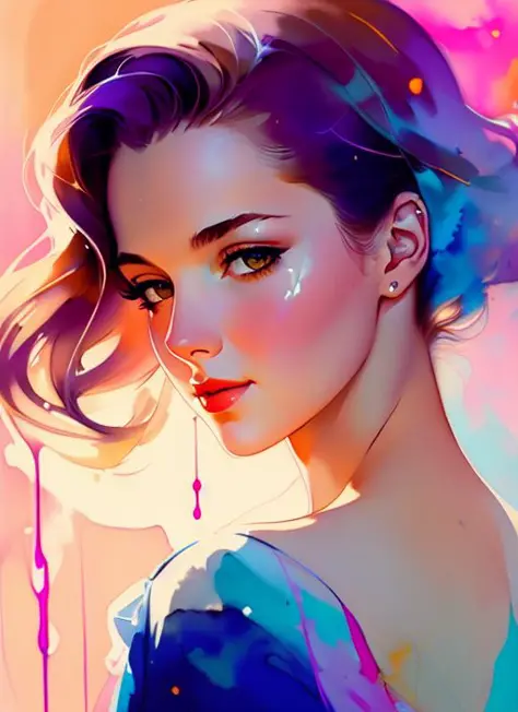 gil elvgren a woman by agnes cecile, luminous design, pastel colours, ink drips, autumn lights