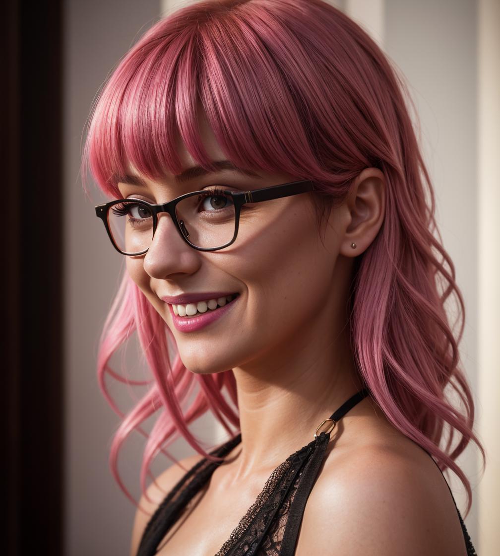 A close up of a woman with red hair and glasses - SeaArt AI