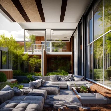 a view of a living room with a large couch and a coffee table