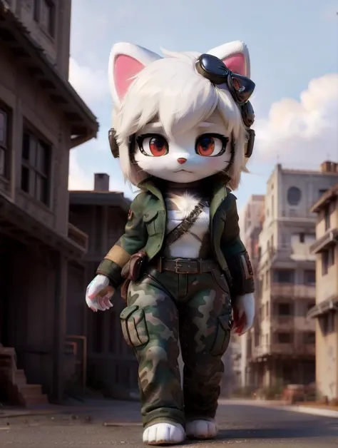 (best quality, masterpiece, hires), <lora:Ranger:0.7>, Ranger, Ranger Clothes, Ranger Helmet, Ranger Pants, <lora:hello_kitty:0.8>, hello_kitty, furry, anthro, chibi, domestic cat, feline, white body, white fur, female, red goggles,