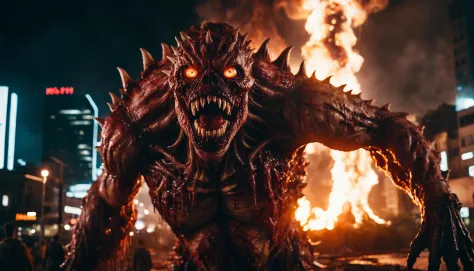 cinematic photo cinematic فيلم still a Fiery horror monster devouring a city, على نطاق واسع, غريب, وسائل اعلام مختلطة, الفن الرقمي, تتجه على artstation, 8 ك, ملحمي composition, مفصلة للغاية, رسومات AAA, ميزانية عالية, خوخه, سينما سكوب, متقلب المزاج, ملحمي, خلاب, فيلم grain, محبب . صورة 35 ملم, فيلم, خوخه, احترافي, 4K, مفصلة للغاية