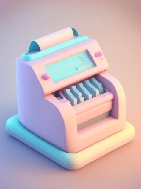 <lora:CuteClayEmojis:1>Tiny cute isometric little cash register printing receipt, soft lighting, soft pastel colors, 3d icon clay render, blender 3d, pastel background, physically vased rendering,