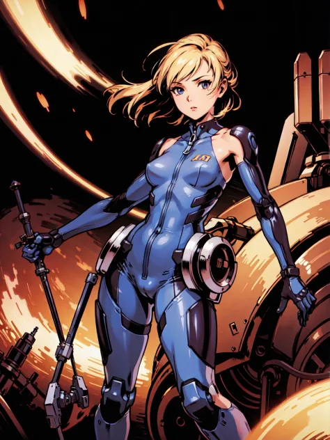 best quality, high_resolution,detailed background, girl,suit,mechanical arms,