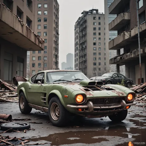 cinematic film still an futuristic cyberpunk, dieselpunk sports car in a destroyed city after an nuclear blast . shallow depth of field, vignette, highly detailed, high budget, bokeh, cinemascope, moody, epic, gorgeous, film grain, grainy, high quality photography, 3 point lighting, flash with softbox, 4k, Canon EOS R3, hdr, smooth, sharp focus, high resolution, award winning photo, 80mm, f2.8, bokeh
, undefined