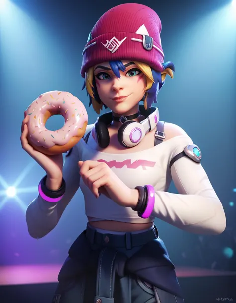 a close up of a person holding a doughnut in a dark room