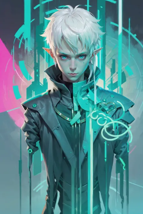 (full body:1.2), 1boy, man, handsome, solo, [:creative costume design,:0.2] warpriest, albino, neon turquoise hair, (solid:1) build<lora:EnvyDramaticPortraitXL02:1>