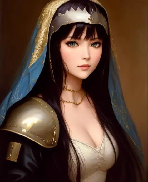 portrait beautifull face girl medieval metal armor balanciaga fashion clothe painting by gaston bussiere, greg rutkowski, yoji s...