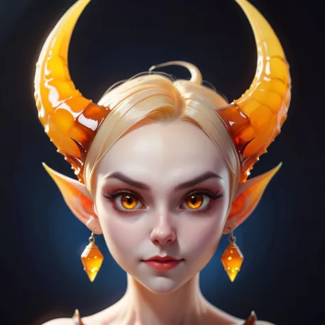 a close up of a woman with horns on her head