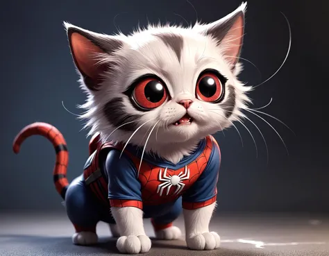 marvel comic of a cute spider cat 