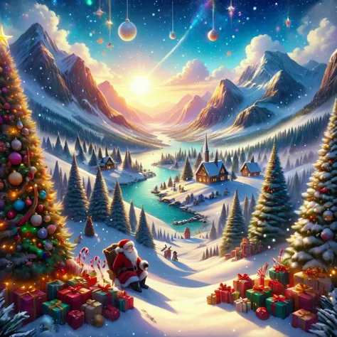 <lora:Christmas_Postcard_Style_XL-000005:0.75>ChristmasDecorativeStylepainting of a colorful landscape full of friends, digital painting, artstation, concept art, hd, illustration, art by tokenin, trending on instagram