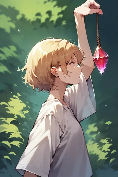 score_9, score_8_up, score_7_up, source_anime, <lora:crystal_hypno_16:0.5> gem on string,
1girl, holding, arm up, from side,