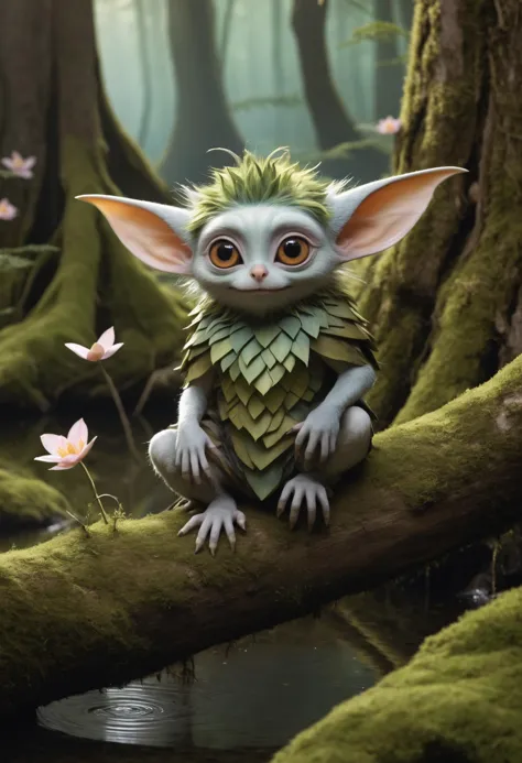 (high quality1.4), (exquisite masterpiece1.5), 
A cute colorful fluffy kawaii fluffy toddler goblin, huge kind eyes, professiona...