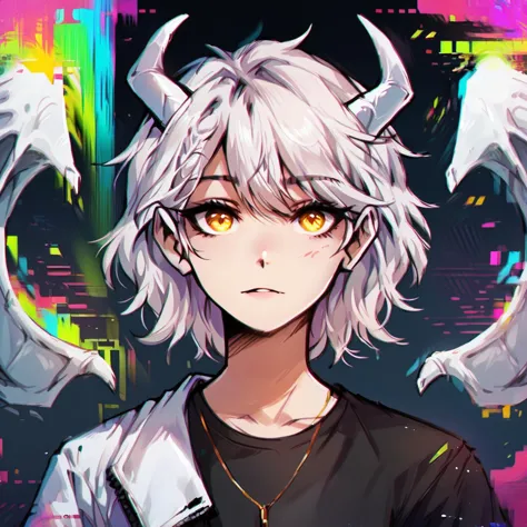 anime girl with horns and a black shirt