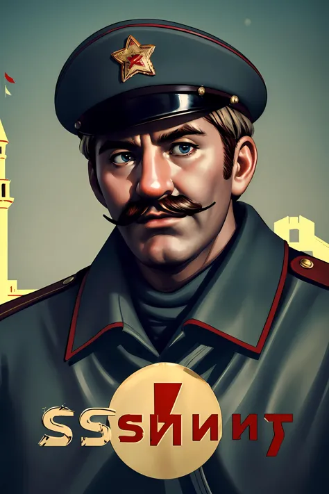 cinematic film still, Portrait shot of Luigi, Soviet propaganda, <lora:Luigi:0.9> mustache, short hair,
soviet coat of arms, wea...