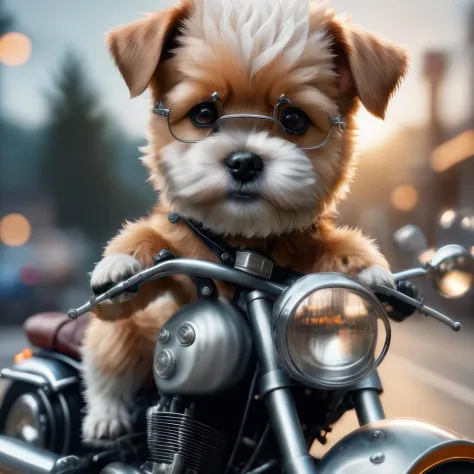 狗狗骑车-a dog is riding a motorcycle-sdxl