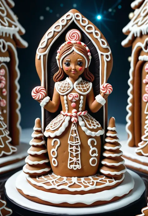 gingerbread, icing, candy, <lora:gingerbreadstyle_epoch_10:0.7>, small centered composition, product shot, plain background, wal...