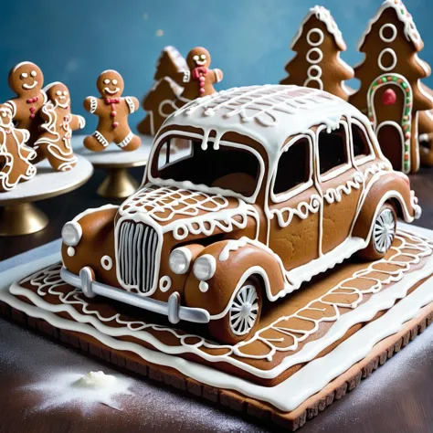 a car ,icing, gingerbread  <lora:gingerbreadstyle_epoch_10:0.7>