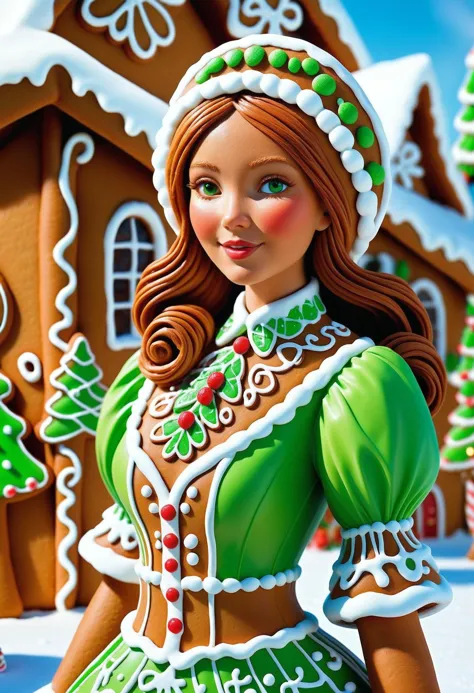 gingerbread, icing, candy, <lora:gingerbreadstyle_epoch_10:0.7>, digital art, (girl:1.3) , she is dressed in costume, her costum...