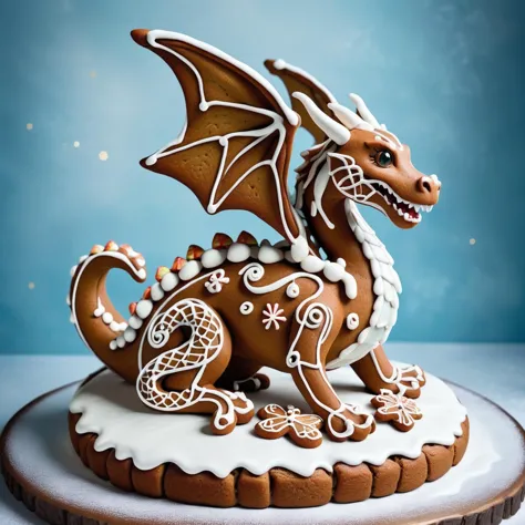 a dragon ,icing, gingerbread   <lora:gingerbreadstyle_epoch_10:0.7>