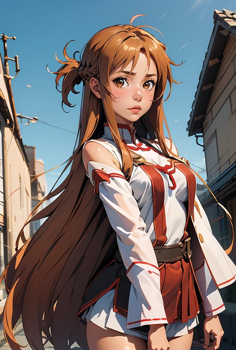 Anime girl with long brown hair and a white shirt - SeaArt AI