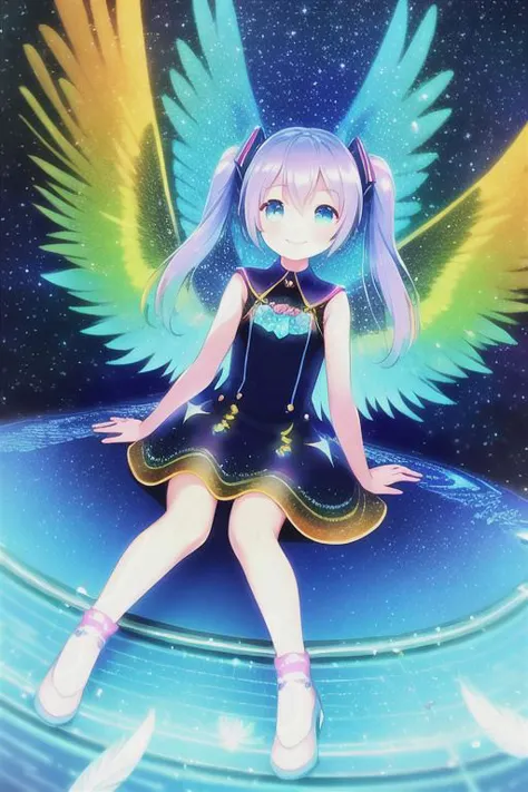 new,text,electronic circuit pattern dress,electronic circuit pattern,miku,masterpiece, best quality, 8K, (photorealistic:1.4),(Vivid colors:1.3),(content expression:1.3),Electronic girl. Cyberpunk magic. Electronic wings dress. Electronic room. A world with an original and fantastical atmosphere. A world with an original and fantastical atmosphere,smile,yellow Electronic hair,blue Electronic eye,pink long dress,cute,soft,cool,kawaii,flower,soft,thin,wind,sit,skart,soaring feathers,Lens flare,glitter,,lotus,vine,electronic room,fly,fire,water,rug,ring,,float,wing dress,,warp,rise ,Transform,flow,science,embroidery