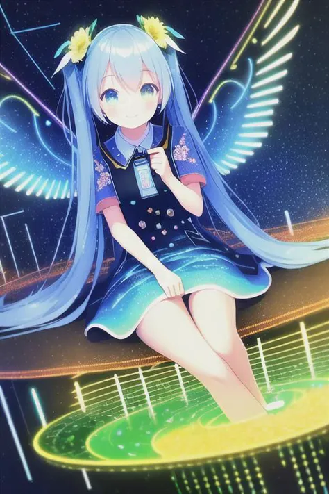 new,text,electronic circuit pattern dress,electronic circuit pattern,miku,masterpiece, best quality, 8K, (photorealistic:1.4),(Vivid colors:1.3),(content expression:1.3),Electronic girl. Cyberpunk magic. Electronic wings dress. Electronic room. A world with an original and fantastical atmosphere. A world with an original and fantastical atmosphere,smile,yellow Electronic hair,blue Electronic eye,pink long dress,cute,soft,cool,kawaii,flower,soft,thin,wind,sit,skart,soaring feathers,Lens flare,glitter,,lotus,vine,electronic room,fly,fire,water,rug,ring,,float,wing dress,,warp,rise ,Transform,flow,science,embroidery