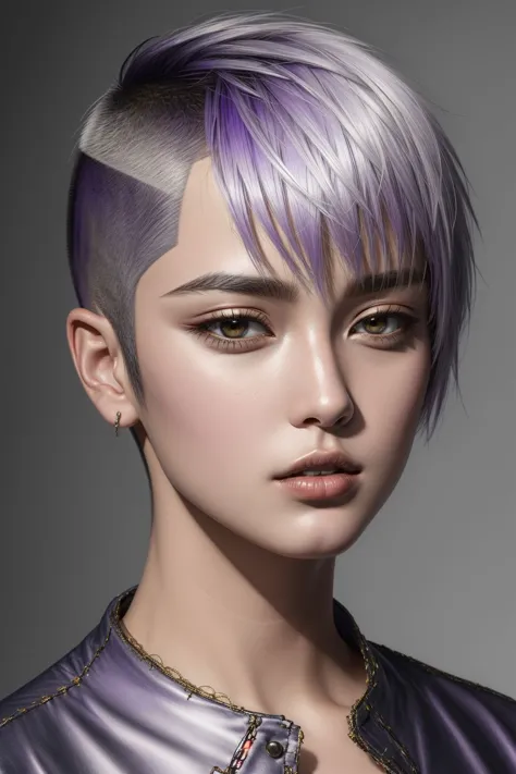 (man), (violet and silver hair buzz cut hair ), closed mouth, portrait, hyperrealistic, <lora:boldline:0.2> <lora:add_detail:0.5...