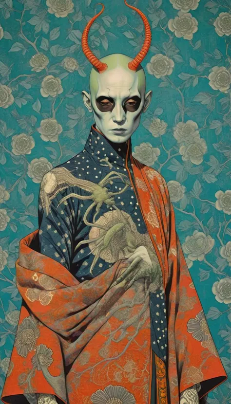 by Tsutomu Nihei,(strange but extremely beautiful:1.4),(masterpiece, best quality:1.4),in the style of nicola samori,Mantis, Ukiyo-e Art,Erik Madigan Heck Style page,portrait,illustration,drawing,outline,bold outline,symmetry,tattoo design ,Alex Gross Style page