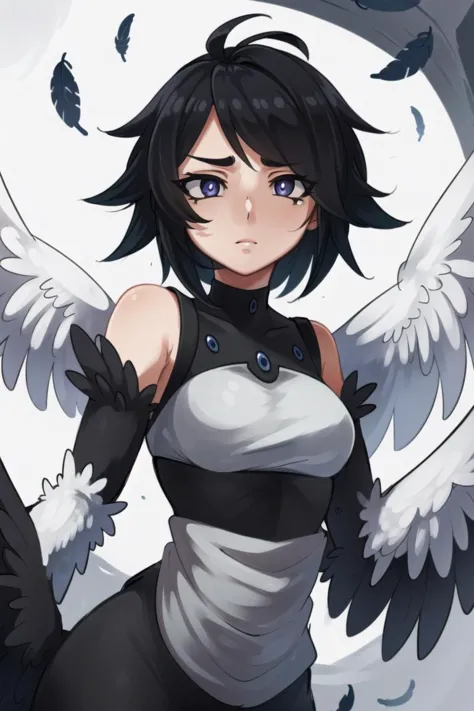 ((best quality)), ((highly detailed)), masterpiece, (detailed eyes, deep eyes), (1girl), upper body, <lora:aiomonstergirls_loraLocon:.6>, <lora:animeHarpy_v10:1>, (harpy), feathers, talons, wings, <lora:EnvyBeautyMix07:1>