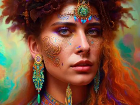an extremely psychedelic portrait of shaman, surreal, lsd, face, detailed, intricate, elegant, lithe, highly detailed, digital p...