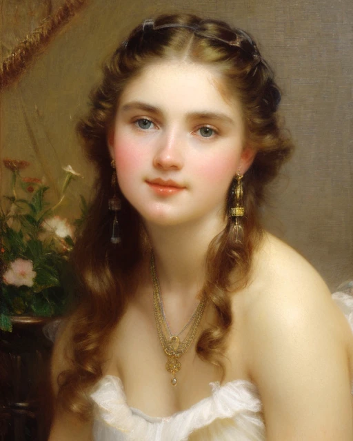 A painting by Albert Lynch, Ruan Jia, Gaston Bussiere, Alexandre Cabanel, Daniel F. Gerhartz, Jules Bastien-Lepage, Pierre Auguste Cot, Sophie Anderson, Jeremy Lipking, Thomas Lawrence, Bouguereau, Carle Van Loo, Jules Joseph Lefebvre, Roberto Ferri, 'aesthetically pleasing', exquisite, polished, refined, sophisticated, tasteful, harmonious, well-proportioned, well-formed, well-arranged, smooth, proportional