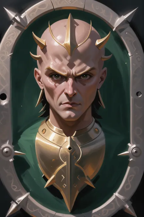 a close up of a man with spiked hair and a green shirt