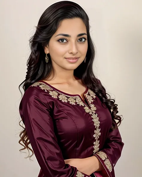 anusha in maroon dress