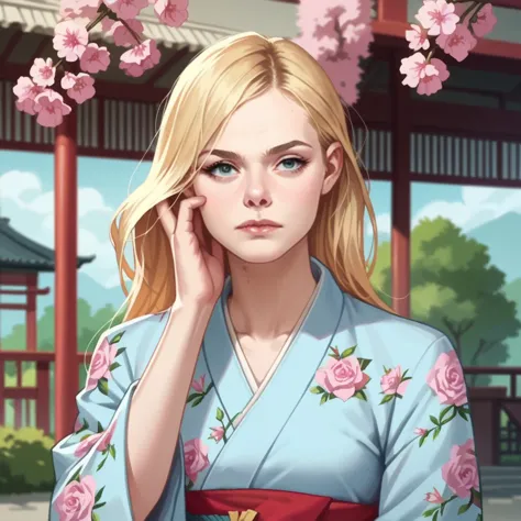 score_9, score_8_up, score_7_up, score_6_up,source_anime, anime 2d, anime screencap,closeup on  face of a woman dressed in a long kimono, background a cherry blossom, elxfanning, <lora:elfanning_ponyxl_aut_xl_1_st_wicap_merger_35_86_05-05-elxfanning:1>