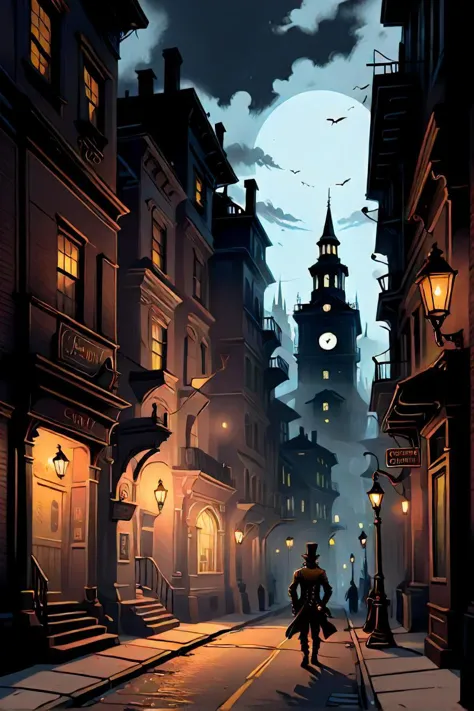 a close up of a person walking down a street near a clock tower