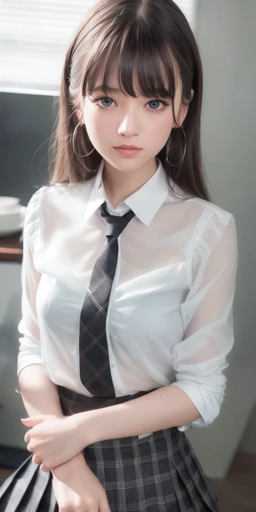 A close up of a woman wearing a white shirt and a black tie - SeaArt AI