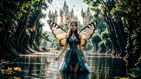 (((18 years old))), (fairy), (elf), floating, ((photo)), (close-up:1.4) (cinematic) (face:1.4) (portrait:1.3), (Fujifilm XT3 Vil...