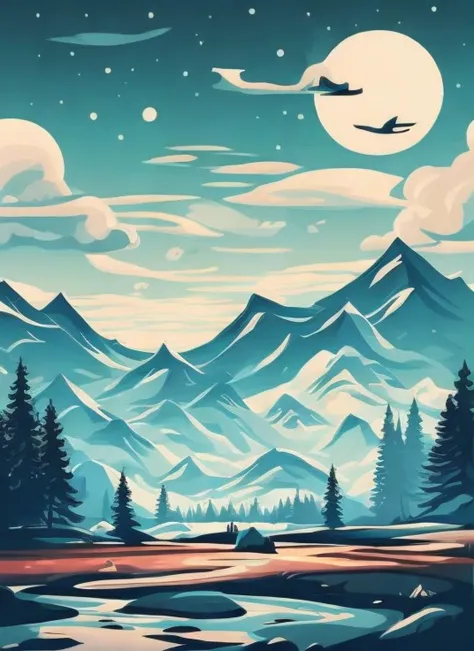 beautiful landscape, scenery, digital wallpaper, aesthetic, dramatic, <lora:vector_illustration:1>