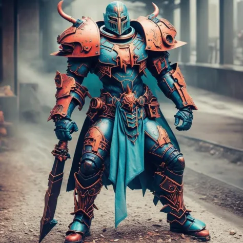 photo of intimidating (neonmutation grimknights:1) future cyber centurion standing, style by mushroomlove