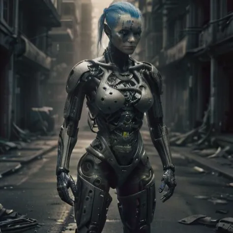 HDR photo of sfw,8K,HDR,award-winning photography,cinematic,scifi: Film's still featuring a full body 1man  cyborg heavy modific...