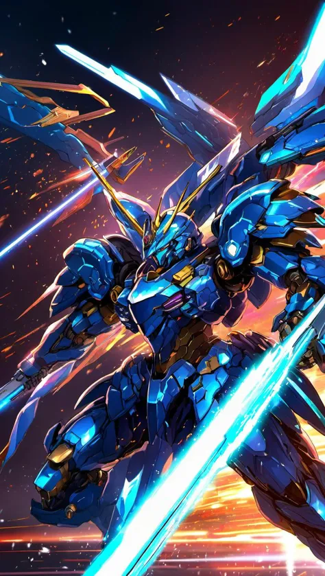 concept art of (RRS:1.4), motion blur, light trail, (hologram:1.5),(mecha armor:1.2), (fighting pose:1.5), (dutch angle:1.5), battlefield, (extreme detailed armor:1.5), (detailed weapon :1.2), (holding weapon:1.5), digital artwork, illustrative, painterly, matte painting, highly detailed