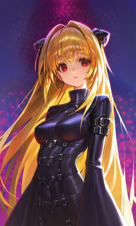 masterpiece, best quality, great quality, agoto, very aesthetic,
konjiki no yami, red eyes, blonde hair, medium breasts, upper b...