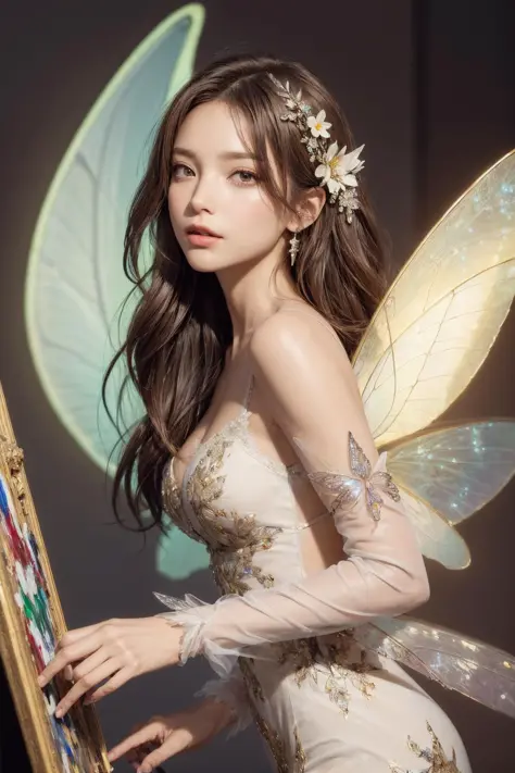 Masterpiece, highest quality, (((masterpiece))), (((highest grade))), ((extra fine)), (illustration), ((extremely delicate and beautiful)), dynamic angle, floating, (fairy Wings: 1.4), (beautiful detailed eyes), (detailed light), (1 girl), medium bust, med...