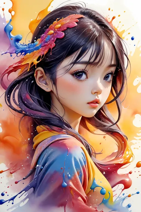 Colorful, multiple colors, intricate detail, splash screen, photorealistic, intricately detailed fluid gouache painting, calligraphy, acrylic, watercolor art,
masterpiece, best quality, 1girl,  <lora:kwFemale_Beta40-SDXL_v1:1>, asian