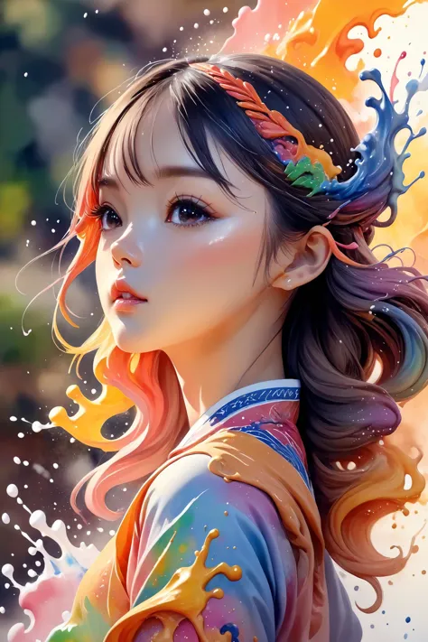 Colorful, multiple colors, intricate detail, splash screen, photorealistic, intricately detailed fluid gouache painting, calligraphy, acrylic, watercolor art,
masterpiece, best quality, 1girl,  <lora:kwFemale_Beta40-SDXL_v1:1>, asian,waifu