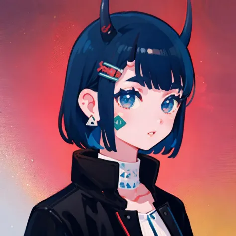 anime girl with horns and horns on her head